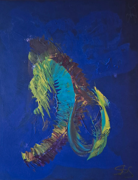 Seahorse in a Blue Punch Bowl