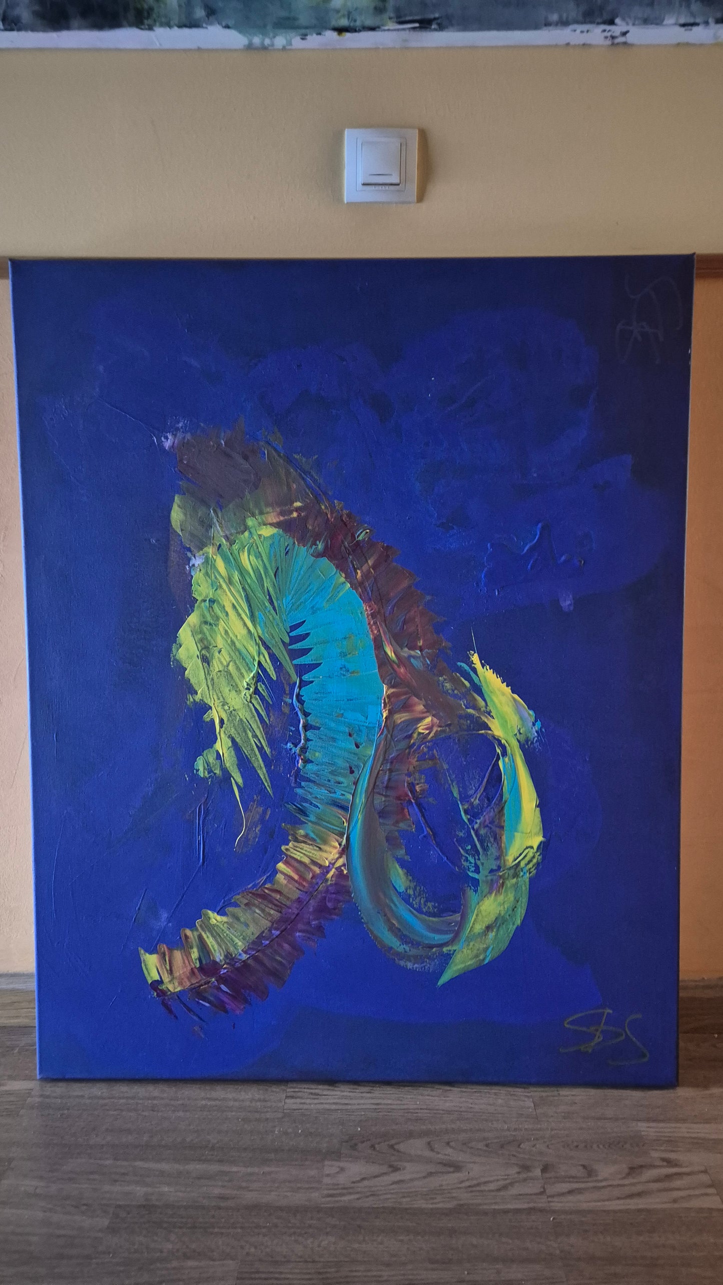 Seahorse in a Blue Punch Bowl