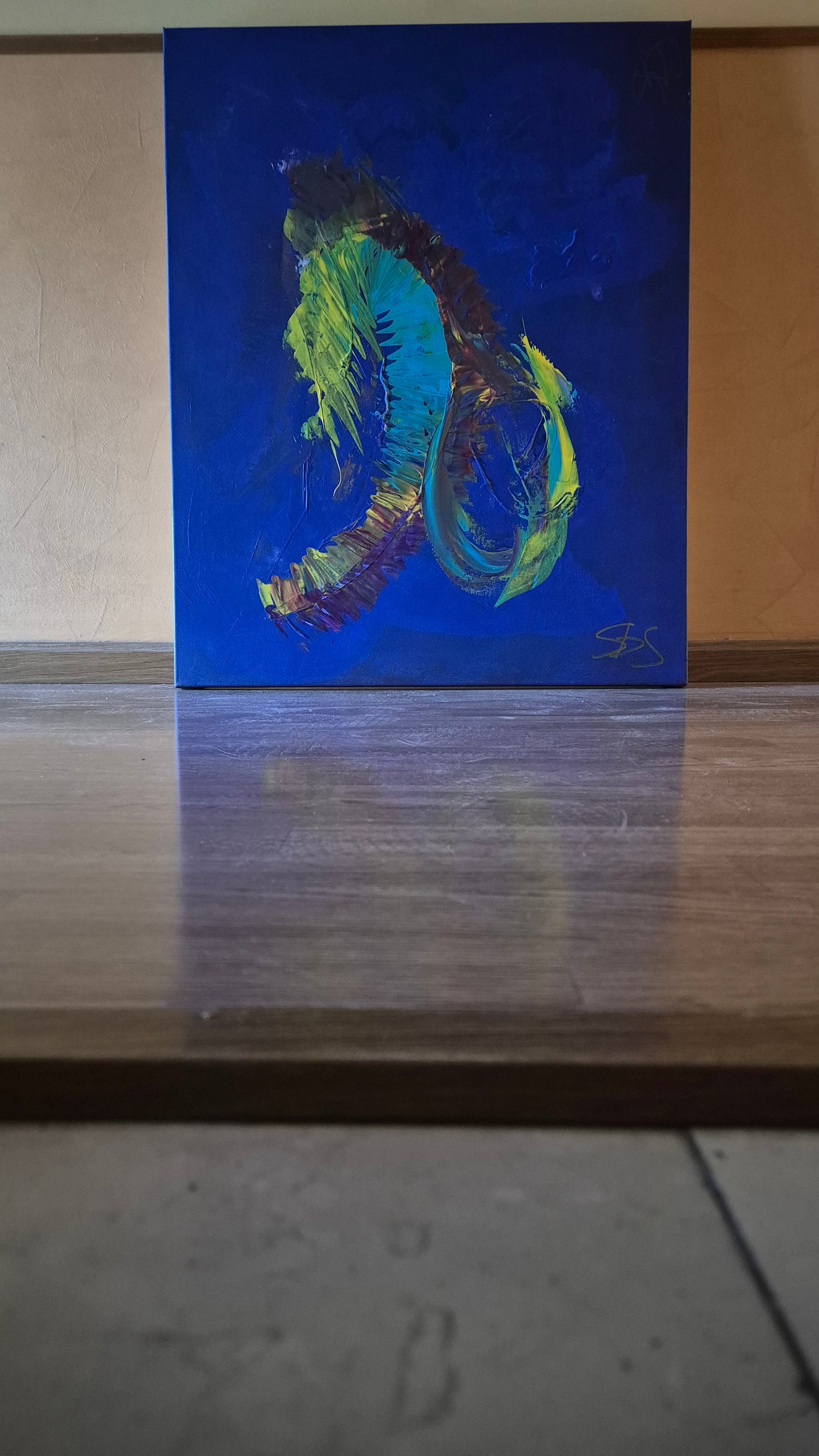 Seahorse in a Blue Punch Bowl